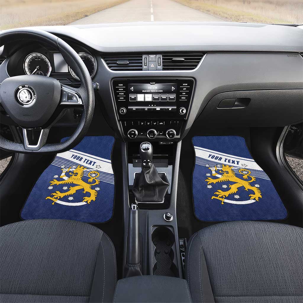 Personalized Finland One Nation One Culture Car Mats A Crowned Lion with Flag