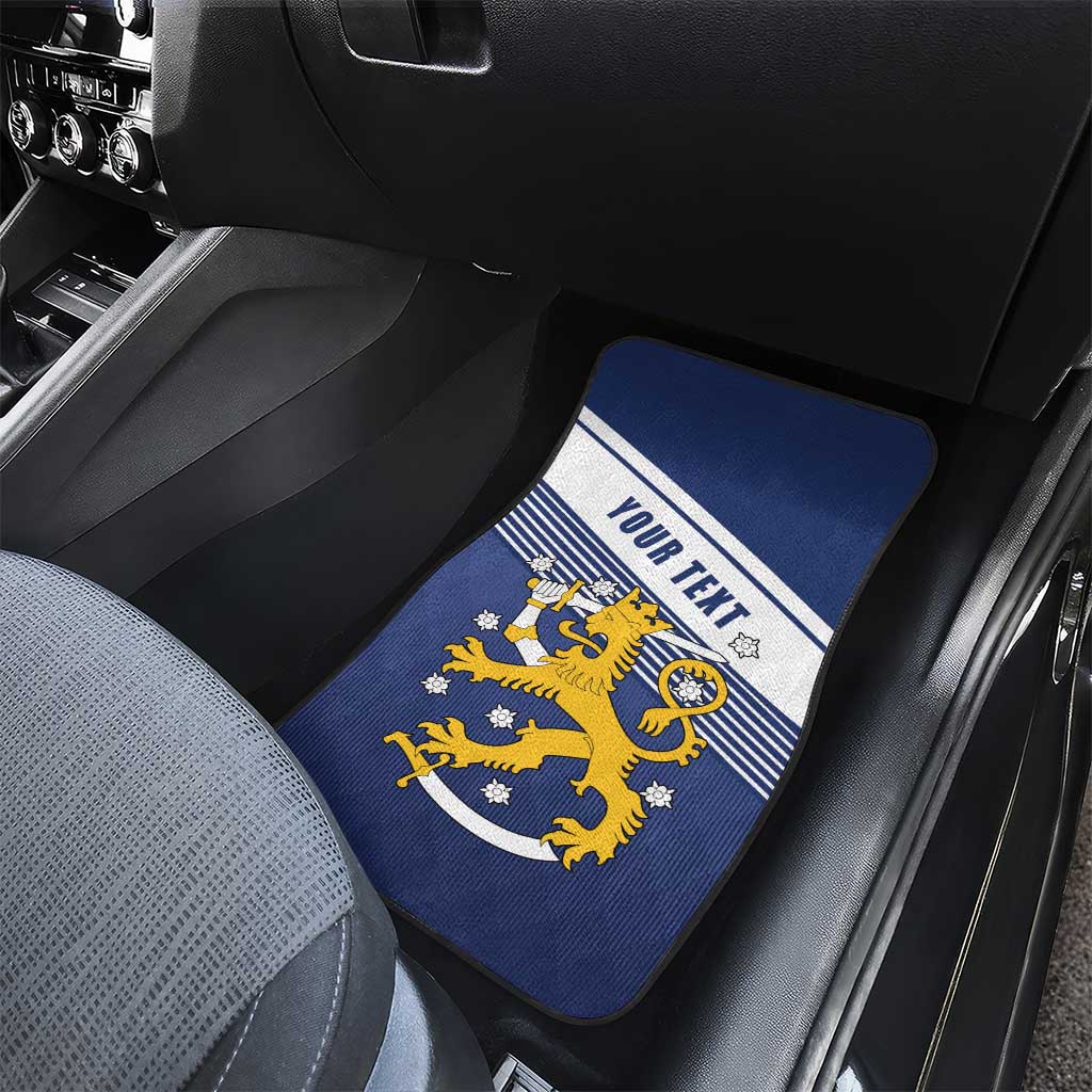 Personalized Finland One Nation One Culture Car Mats A Crowned Lion with Flag