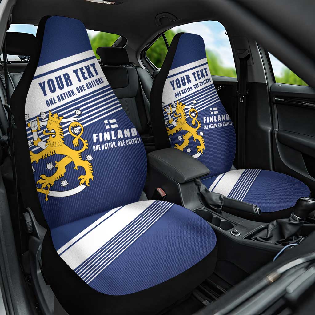 Personalized Finland One Nation One Culture Car Seat Cover A Crowned Lion with Flag