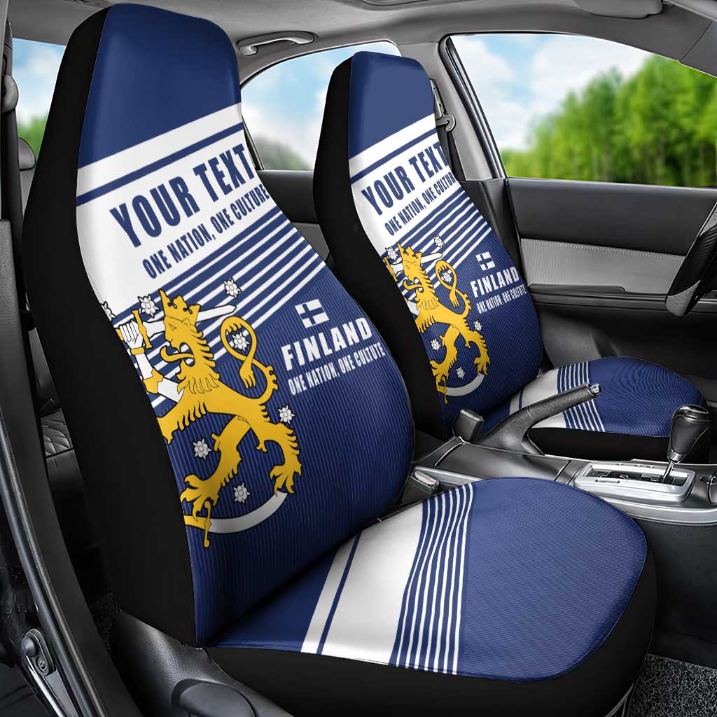 Personalized Finland One Nation One Culture Car Seat Cover A Crowned Lion with Flag