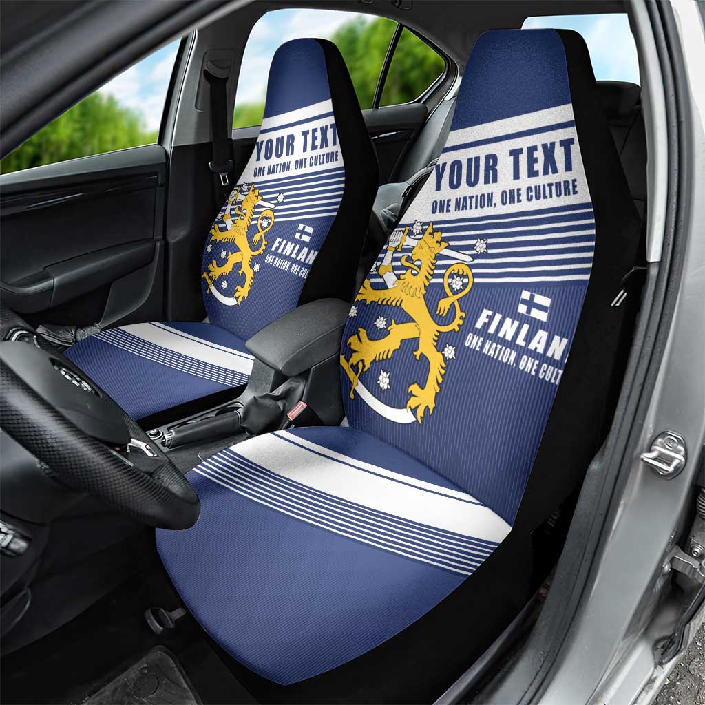Personalized Finland One Nation One Culture Car Seat Cover A Crowned Lion with Flag