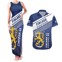Personalized Finland One Nation One Culture Couples Matching Tank Maxi Dress and Hawaiian Shirt A Crowned Lion with Flag