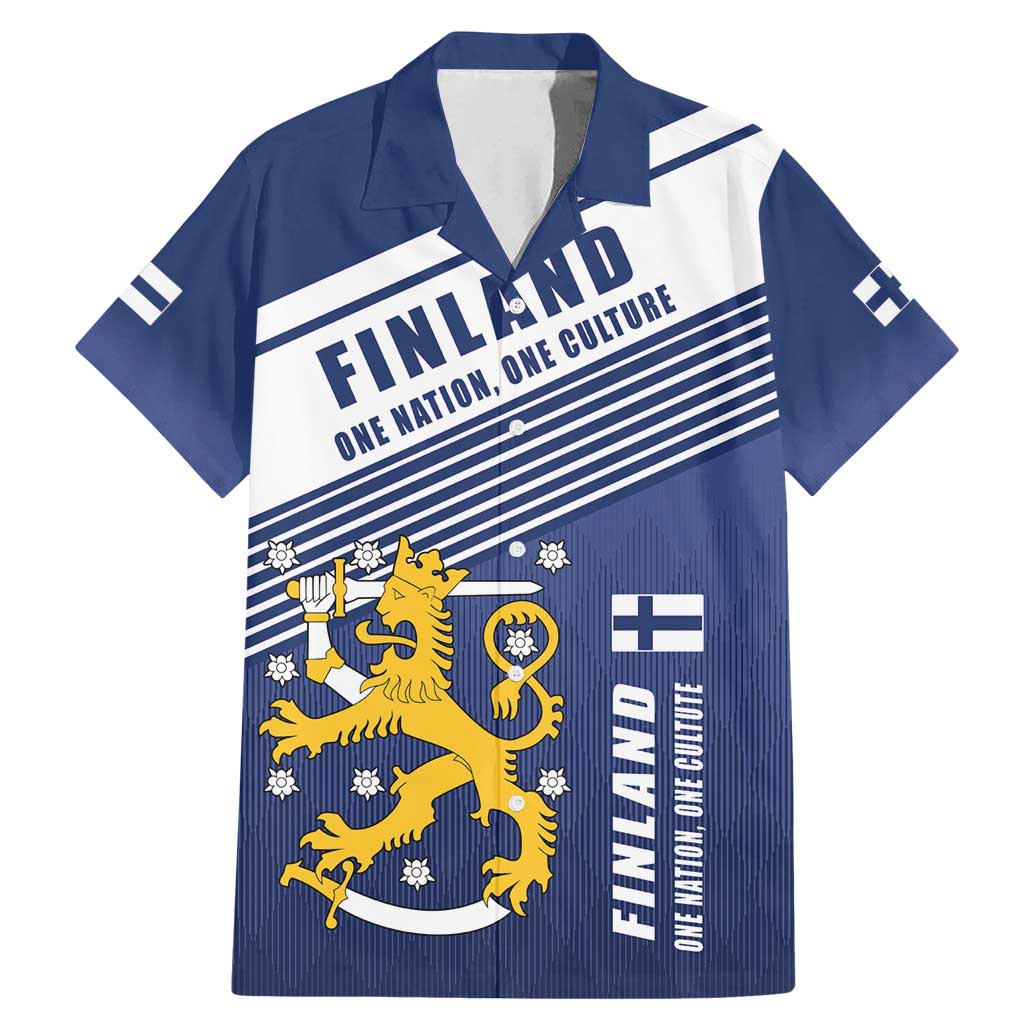 Personalized Finland One Nation One Culture Family Matching Mermaid Dress and Hawaiian Shirt A Crowned Lion with Flag