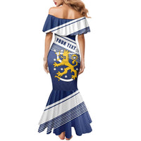 Personalized Finland One Nation One Culture Family Matching Mermaid Dress and Hawaiian Shirt A Crowned Lion with Flag