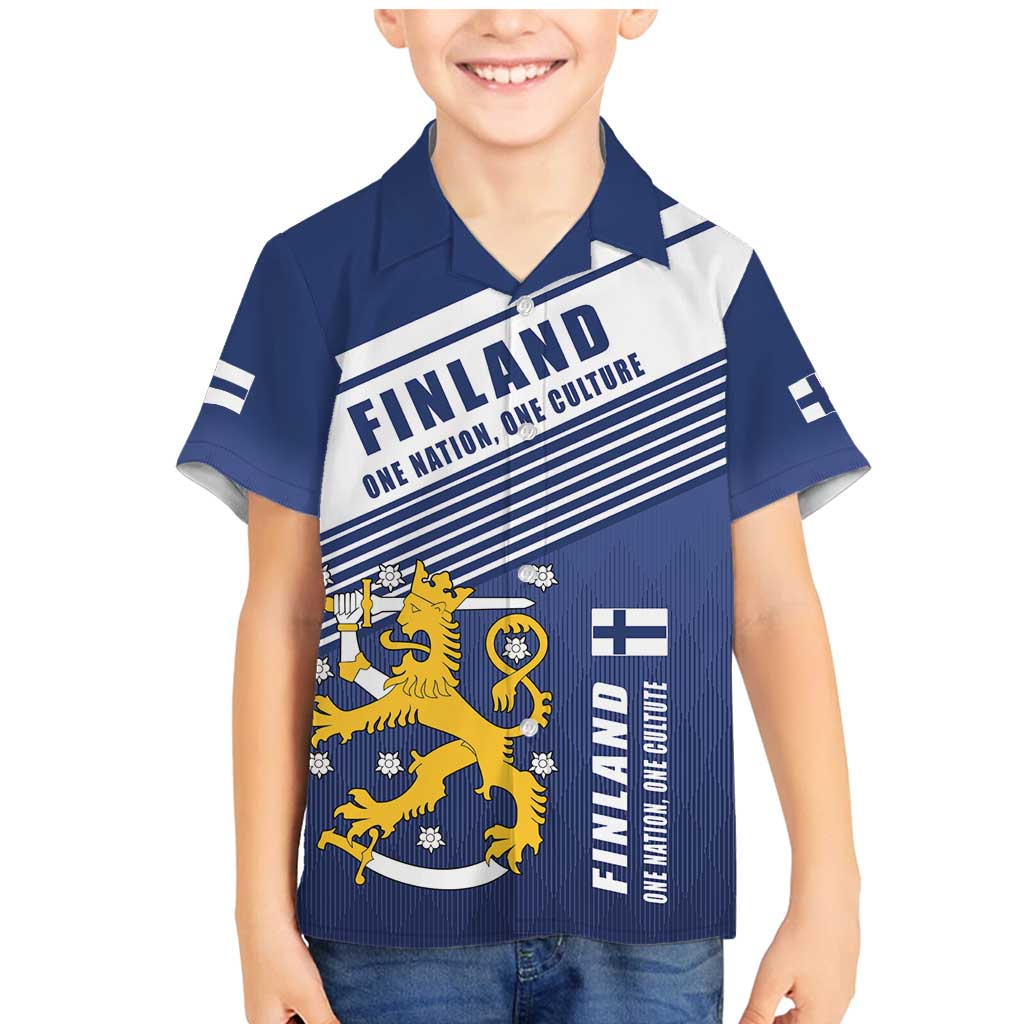 Personalized Finland One Nation One Culture Family Matching Mermaid Dress and Hawaiian Shirt A Crowned Lion with Flag