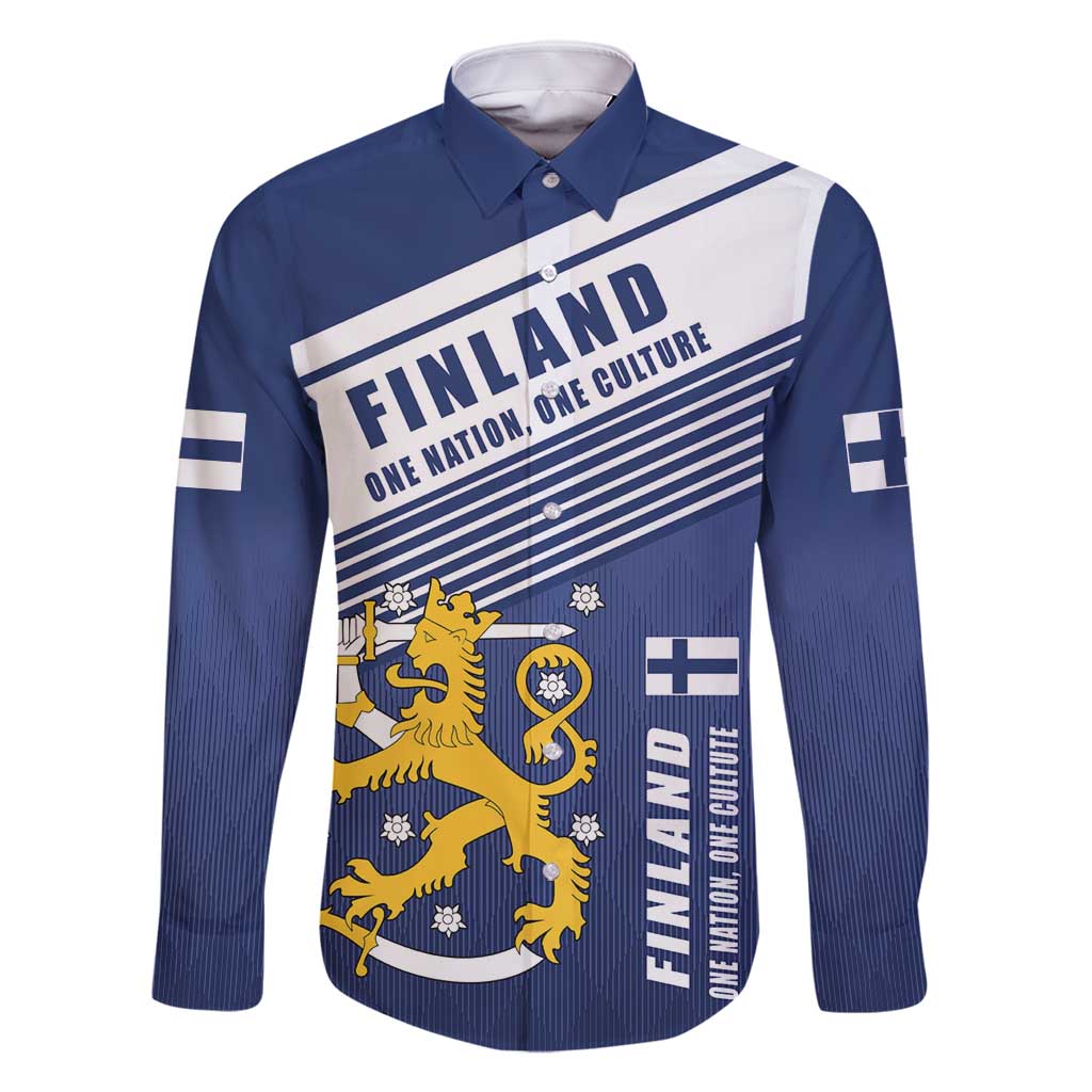 Personalized Finland One Nation One Culture Family Matching Off Shoulder Maxi Dress and Hawaiian Shirt A Crowned Lion with Flag