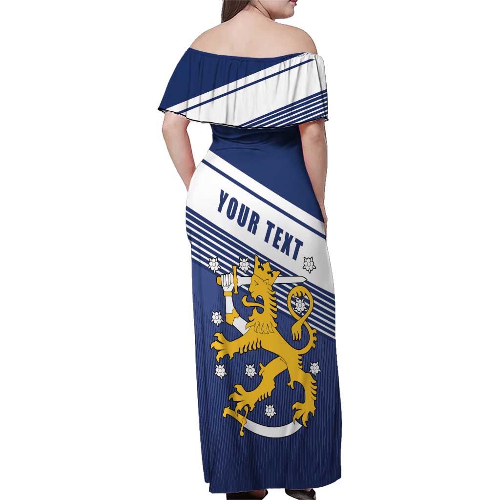 Personalized Finland One Nation One Culture Family Matching Off Shoulder Maxi Dress and Hawaiian Shirt A Crowned Lion with Flag