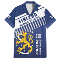 Personalized Finland One Nation One Culture Family Matching Off Shoulder Short Dress and Hawaiian Shirt A Crowned Lion with Flag