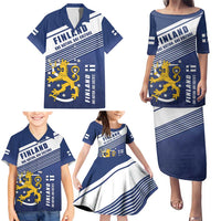 Personalized Finland One Nation One Culture Family Matching Puletasi and Hawaiian Shirt A Crowned Lion with Flag