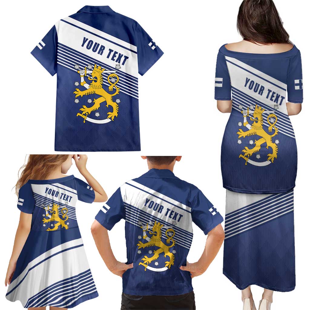Personalized Finland One Nation One Culture Family Matching Puletasi and Hawaiian Shirt A Crowned Lion with Flag