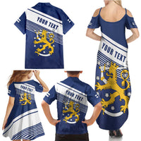 Personalized Finland One Nation One Culture Family Matching Summer Maxi Dress and Hawaiian Shirt A Crowned Lion with Flag