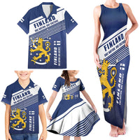 Personalized Finland One Nation One Culture Family Matching Tank Maxi Dress and Hawaiian Shirt A Crowned Lion with Flag