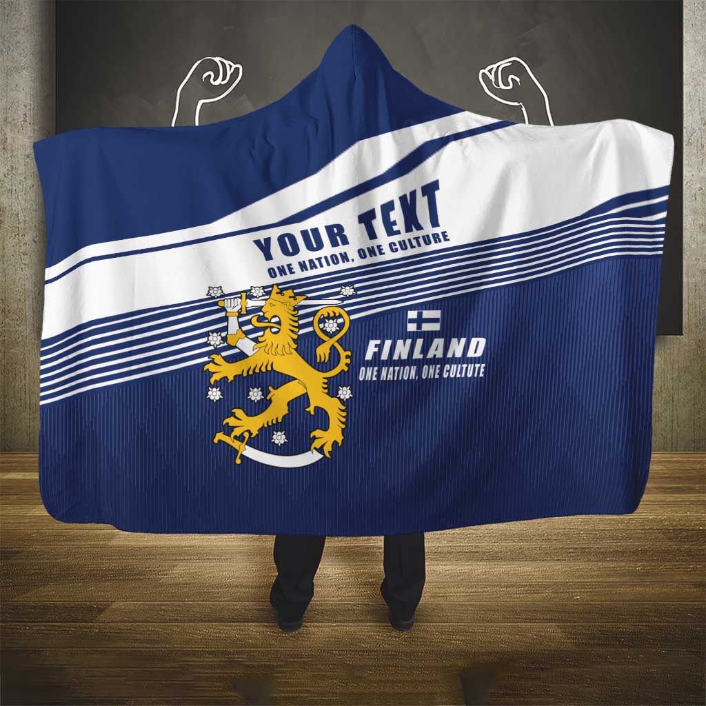 Personalized Finland One Nation One Culture Hooded Blanket A Crowned Lion with Flag