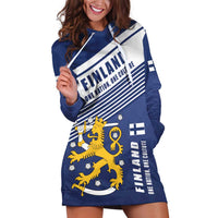 Personalized Finland One Nation One Culture Hoodie Dress A Crowned Lion with Flag