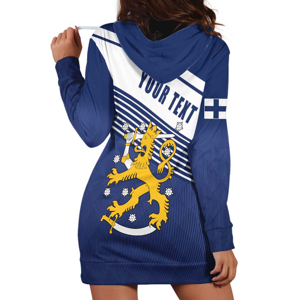 Personalized Finland One Nation One Culture Hoodie Dress A Crowned Lion with Flag