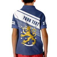 Personalized Finland One Nation One Culture Kid Polo Shirt A Crowned Lion with Flag