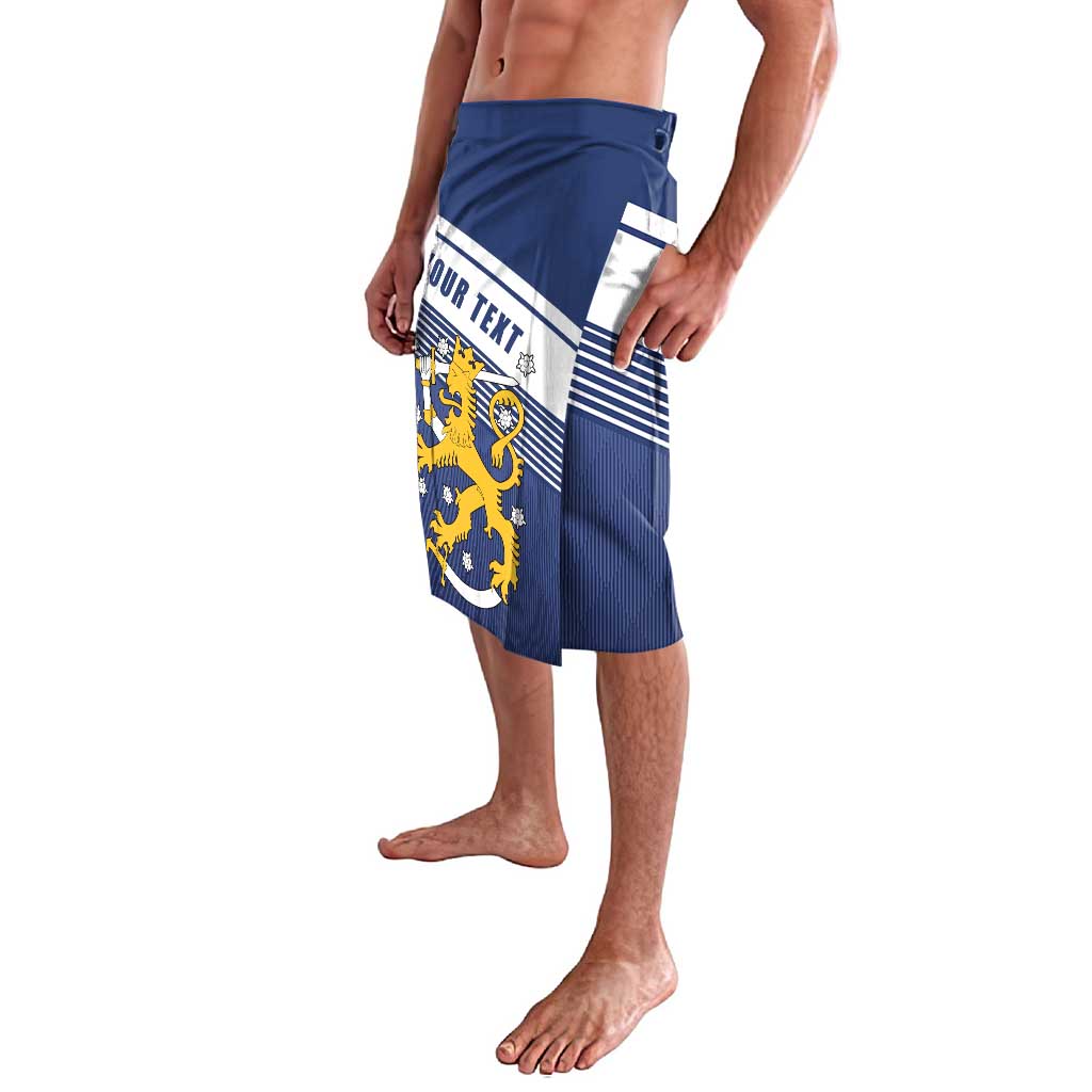 Personalized Finland One Nation One Culture Lavalava A Crowned Lion with Flag