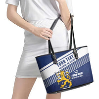 Personalized Finland One Nation One Culture Leather Tote Bag A Crowned Lion with Flag