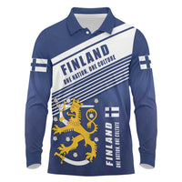 Personalized Finland One Nation One Culture Long Sleeve Polo Shirt A Crowned Lion with Flag