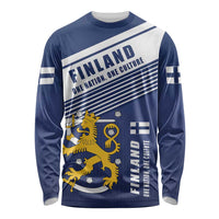 Personalized Finland One Nation One Culture Long Sleeve Shirt A Crowned Lion with Flag