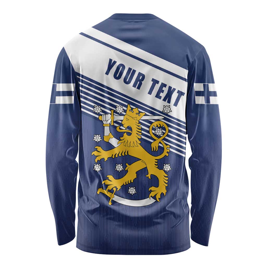 Personalized Finland One Nation One Culture Long Sleeve Shirt A Crowned Lion with Flag