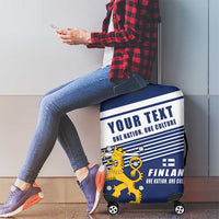 Personalized Finland One Nation One Culture Luggage Cover A Crowned Lion with Flag
