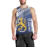 Personalized Finland One Nation One Culture Men Tank Top A Crowned Lion with Flag