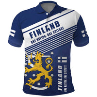 Personalized Finland One Nation One Culture Polo Shirt A Crowned Lion with Flag