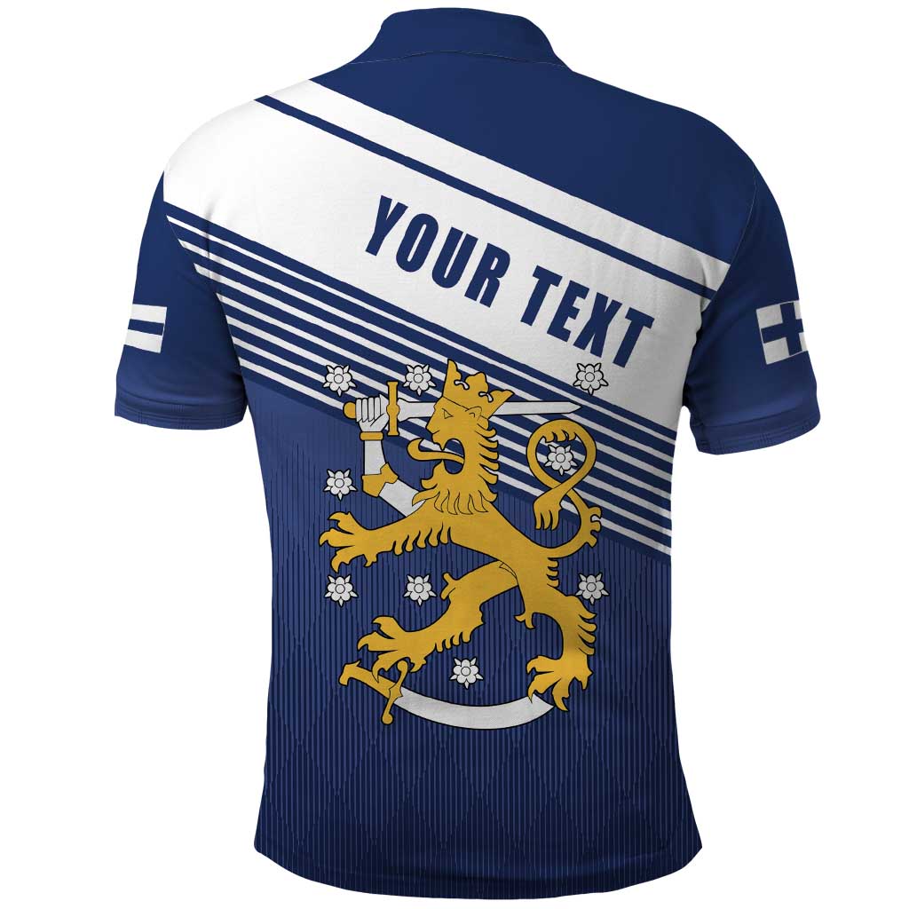 Personalized Finland One Nation One Culture Polo Shirt A Crowned Lion with Flag
