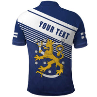 Personalized Finland One Nation One Culture Polo Shirt A Crowned Lion with Flag