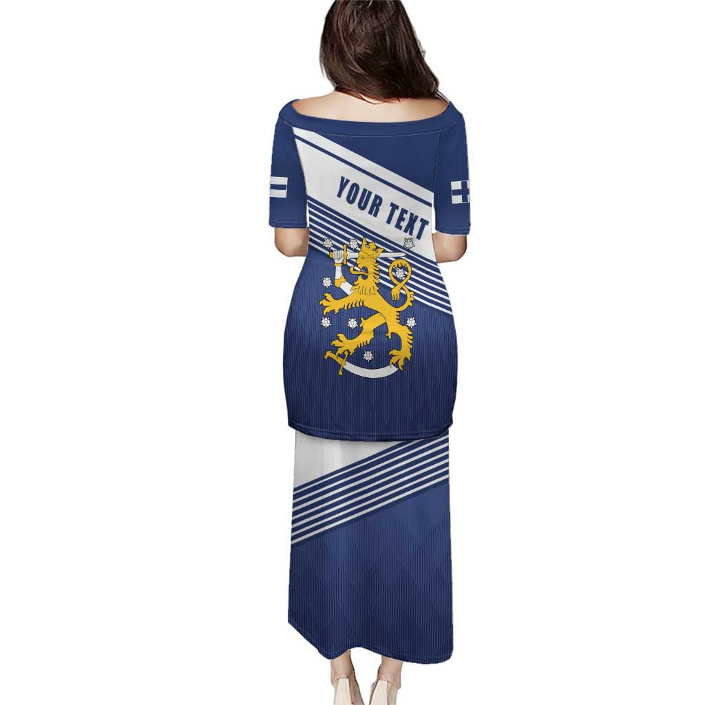 Personalized Finland One Nation One Culture Puletasi A Crowned Lion with Flag