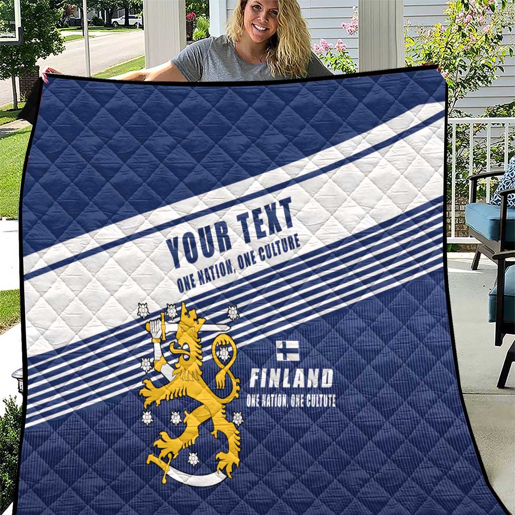 Personalized Finland One Nation One Culture Quilt A Crowned Lion with Flag