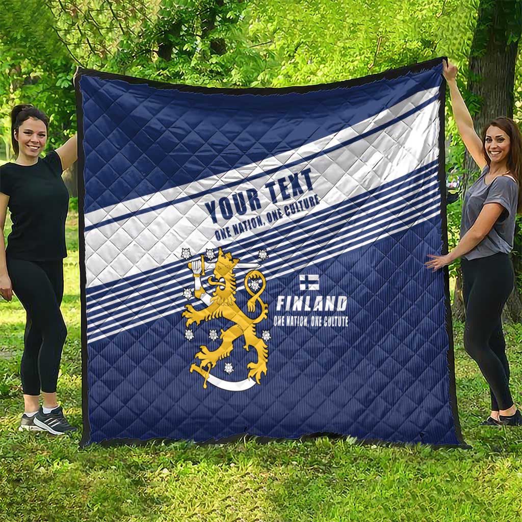 Personalized Finland One Nation One Culture Quilt A Crowned Lion with Flag