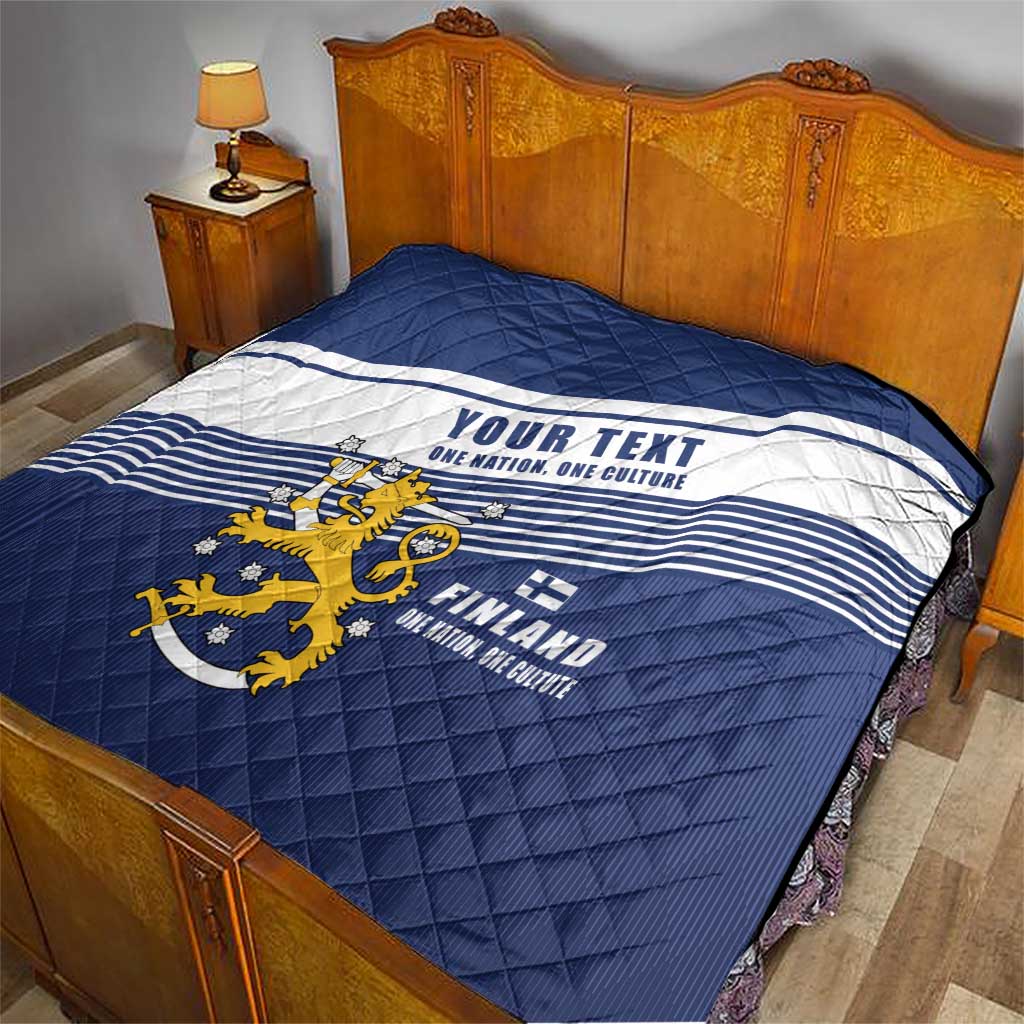 Personalized Finland One Nation One Culture Quilt A Crowned Lion with Flag