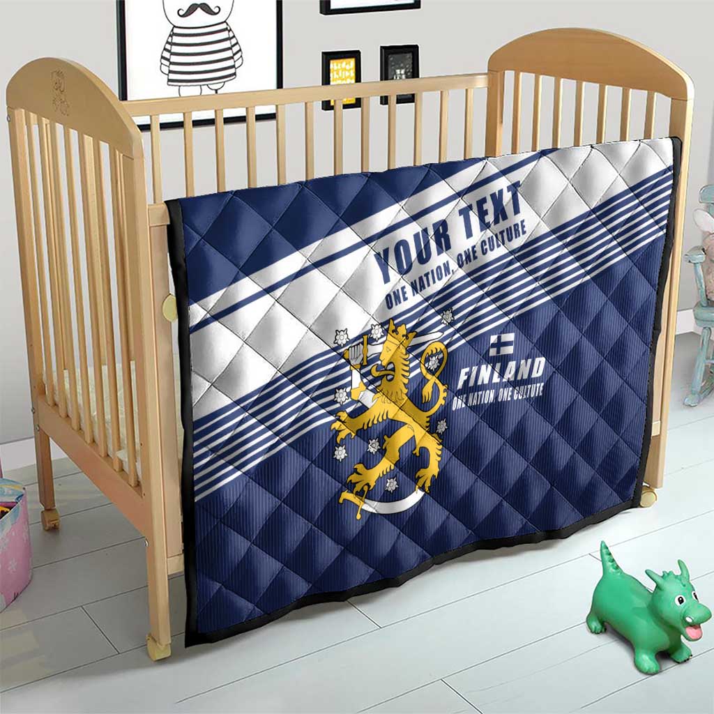 Personalized Finland One Nation One Culture Quilt A Crowned Lion with Flag