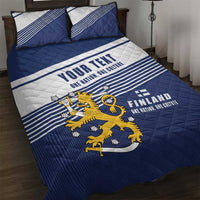 Personalized Finland One Nation One Culture Quilt Bed Set A Crowned Lion with Flag