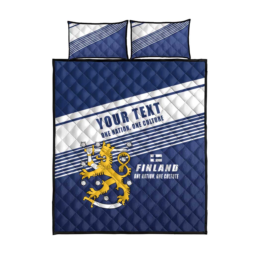 Personalized Finland One Nation One Culture Quilt Bed Set A Crowned Lion with Flag