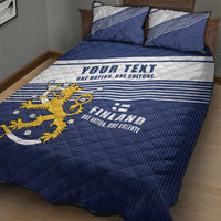 Personalized Finland One Nation One Culture Quilt Bed Set A Crowned Lion with Flag