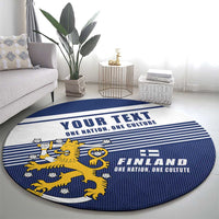 Personalized Finland One Nation One Culture Round Carpet A Crowned Lion with Flag