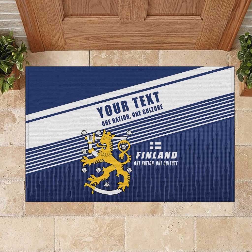 Personalized Finland One Nation One Culture Rubber Doormat A Crowned Lion with Flag