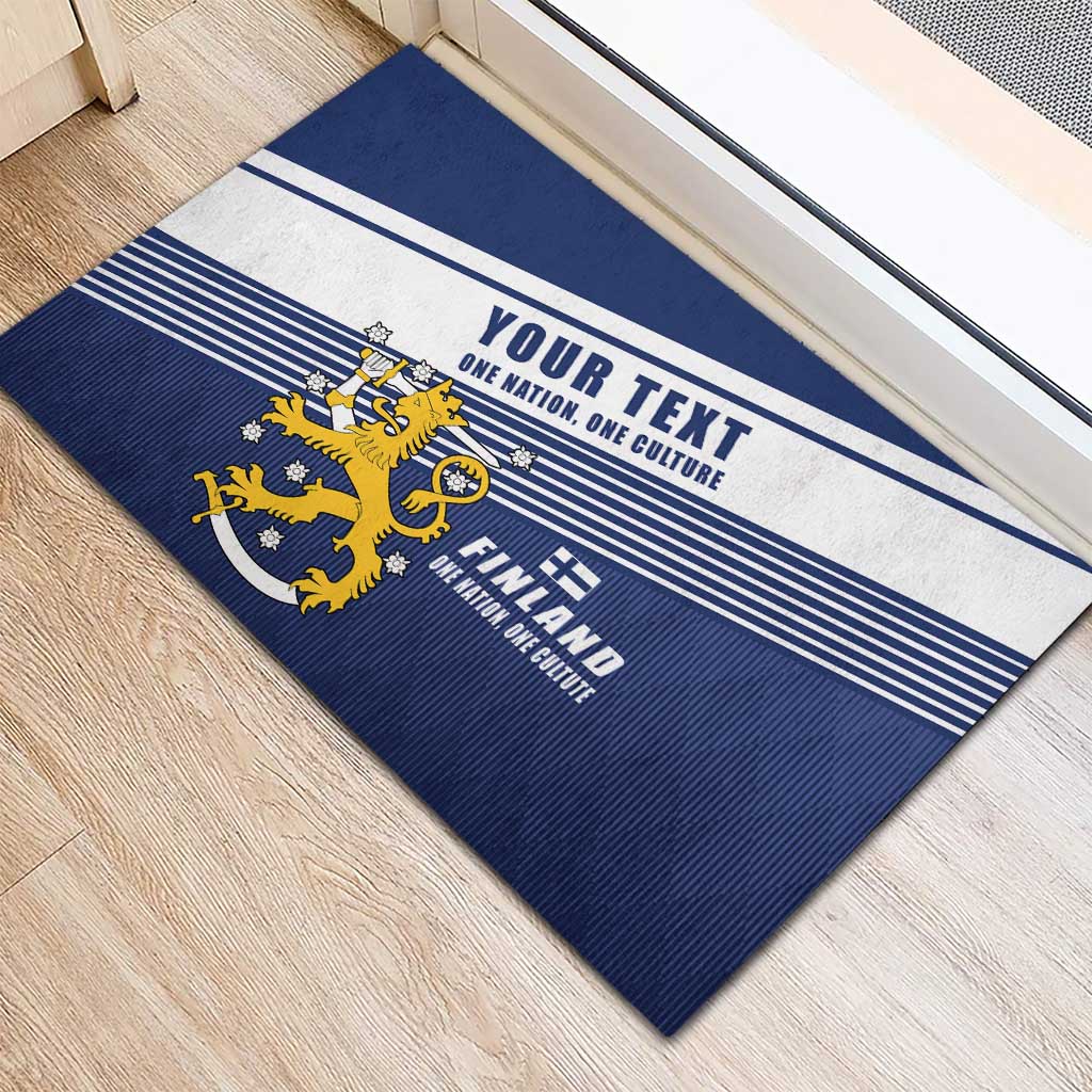 Personalized Finland One Nation One Culture Rubber Doormat A Crowned Lion with Flag