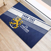 Personalized Finland One Nation One Culture Rubber Doormat A Crowned Lion with Flag