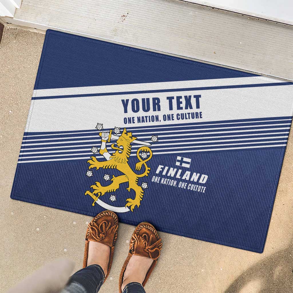 Personalized Finland One Nation One Culture Rubber Doormat A Crowned Lion with Flag