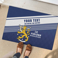 Personalized Finland One Nation One Culture Rubber Doormat A Crowned Lion with Flag