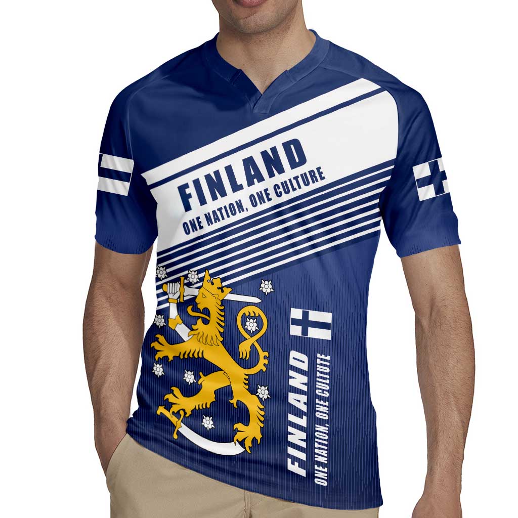 Personalized Finland One Nation One Culture Rugby Jersey A Crowned Lion with Flag