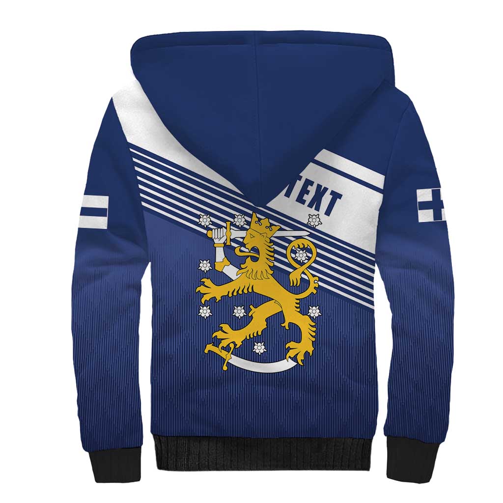 Personalized Finland One Nation One Culture Sherpa Hoodie A Crowned Lion with Flag