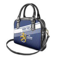Personalized Finland One Nation One Culture Shoulder Handbag A Crowned Lion with Flag