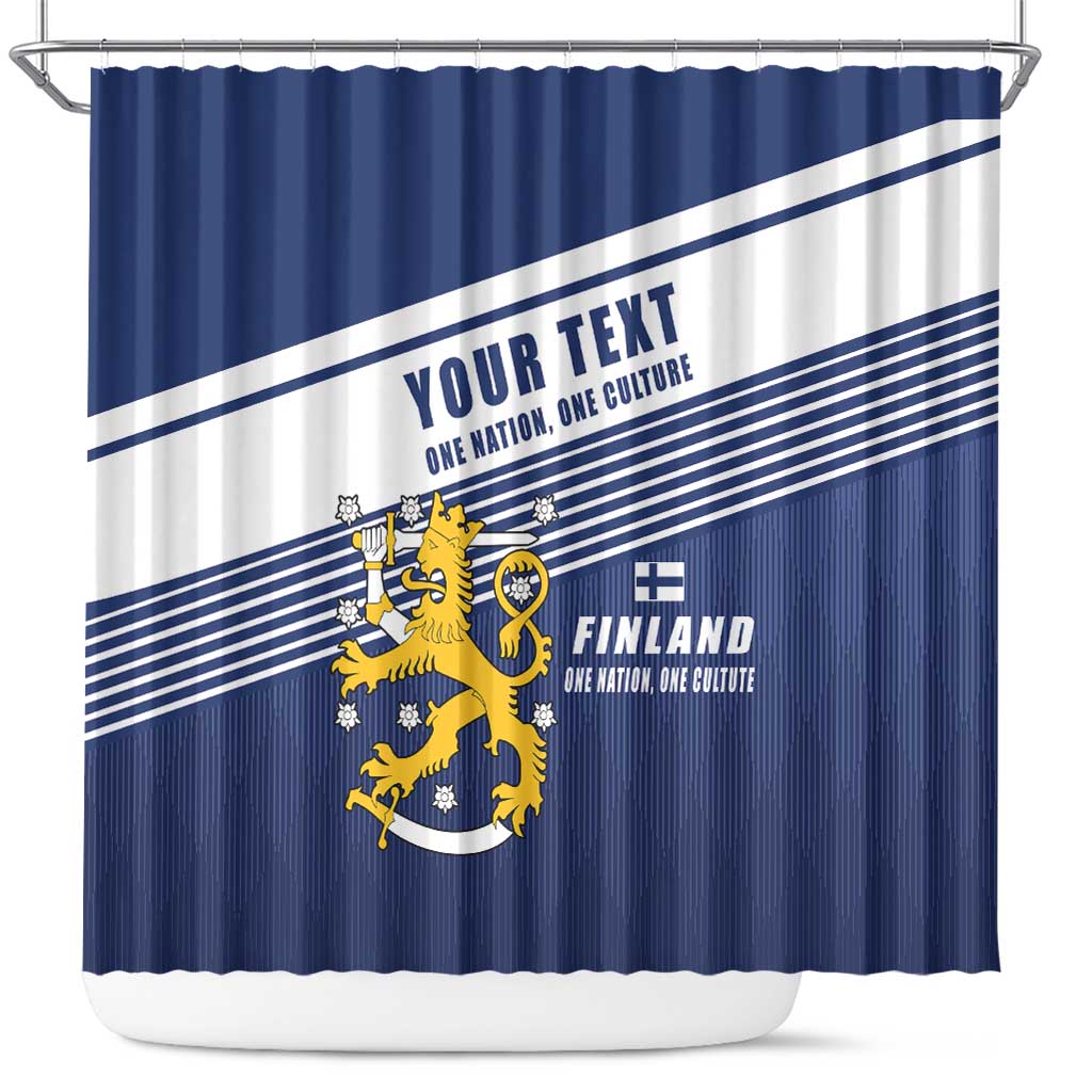 Personalized Finland One Nation One Culture Shower Curtain A Crowned Lion with Flag