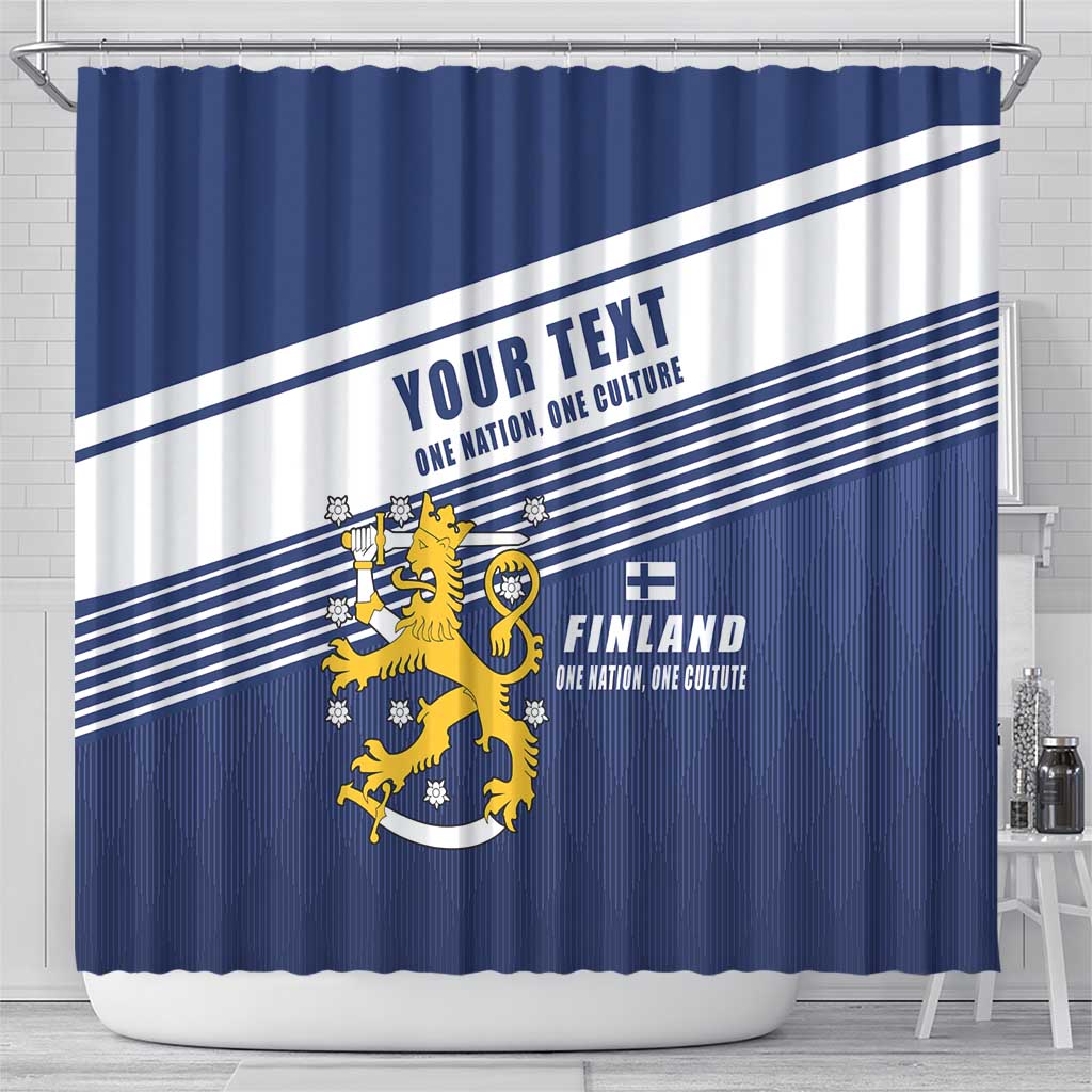 Personalized Finland One Nation One Culture Shower Curtain A Crowned Lion with Flag