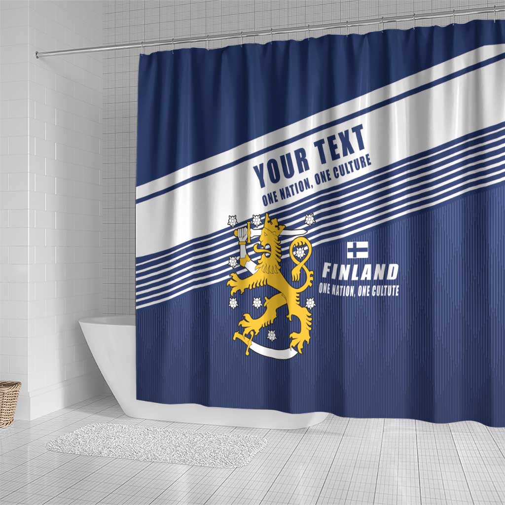 Personalized Finland One Nation One Culture Shower Curtain A Crowned Lion with Flag